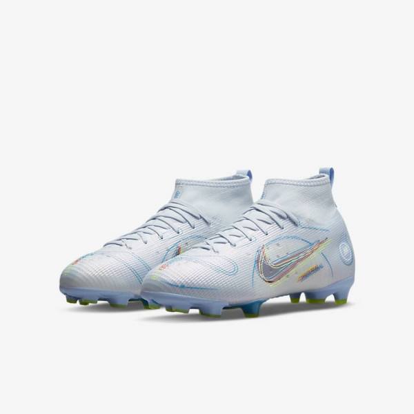 Botas de fútbol Nike Jr. Mercurial Superfly 8 Pro FG Younger and Older Firm-Grounds Niños Gris Azules Claro | NK047LJR