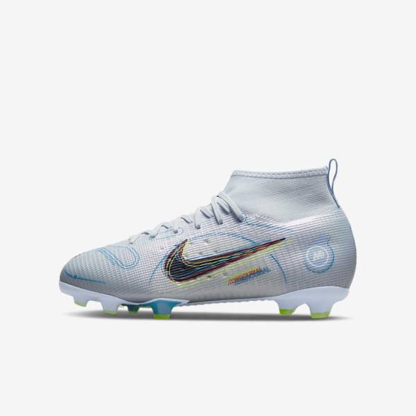 Botas de fútbol Nike Jr. Mercurial Superfly 8 Pro FG Younger and Older Firm-Grounds Niños Gris Azules Claro | NK047LJR