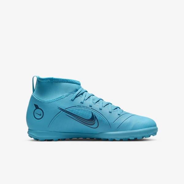 Botas de fútbol Nike Jr. Mercurial Superfly 8 Club TF Older Turf Niños Azules Naranjas | NK264BMT