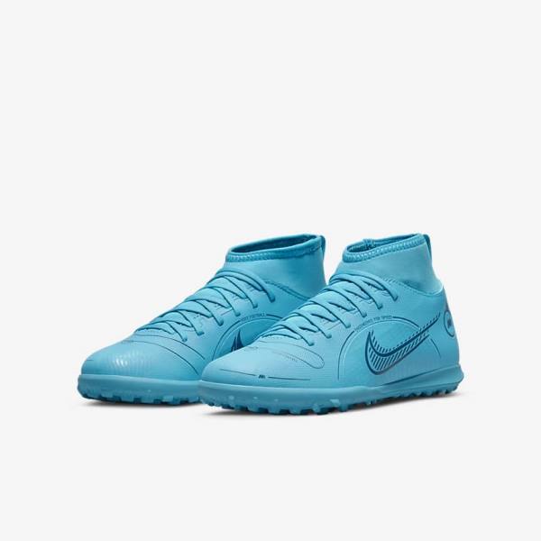 Botas de fútbol Nike Jr. Mercurial Superfly 8 Club TF Older Turf Niños Azules Naranjas | NK264BMT