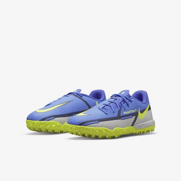 Botas de fútbol Nike Jr. Phantom GT2 Academy TF Older Turf Niños Azules Gris | NK172YNQ