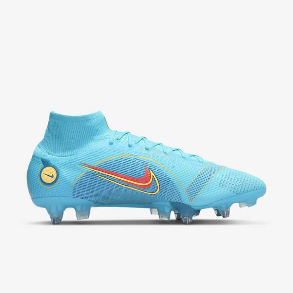 Botas de fútbol Nike Mercurial Superfly 8 Elite SG-PRO Anti-Clog Traction Soft-Ground Mujer Azules Naranjas | NK165CKM