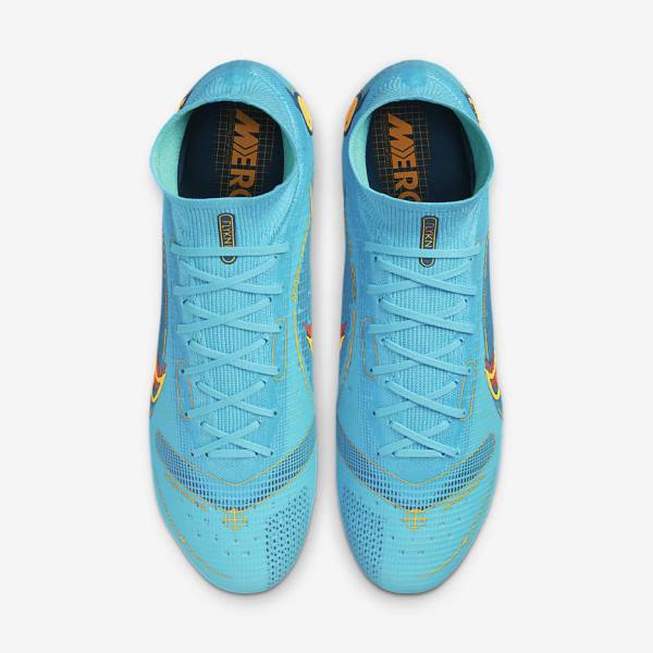 Botas de fútbol Nike Mercurial Superfly 8 Elite SG-PRO Anti-Clog Traction Soft-Ground Mujer Azules Naranjas | NK165CKM