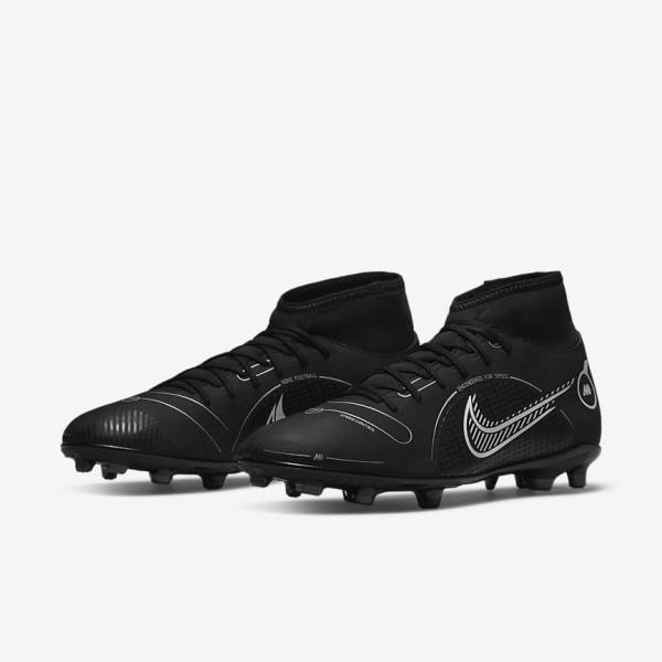 Botas de fútbol Nike Mercurial Superfly 8 Club MG Multi-Grounds Hombre Negras Gris Metal Plateadas | NK459LAI