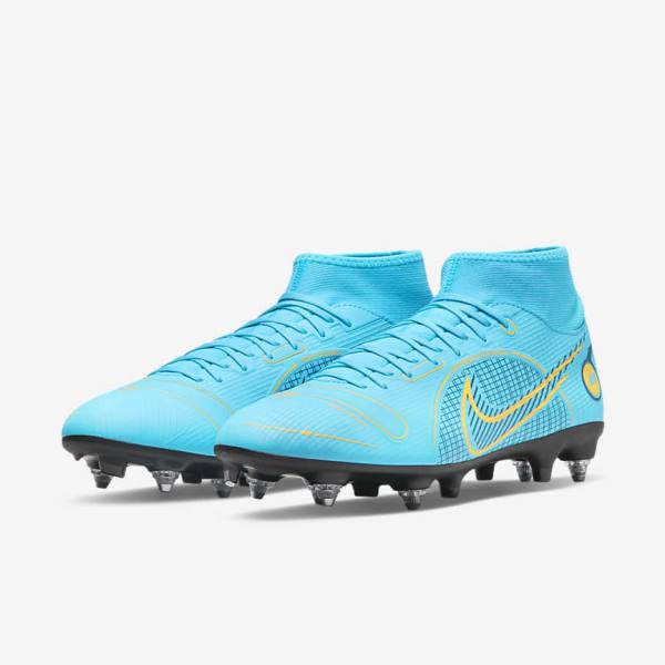 Botas de fútbol Nike Mercurial Superfly 8 Academy SG-PRO Anti-Clog Traction Soft-Grounds Hombre Azules Naranjas | NK497HXC