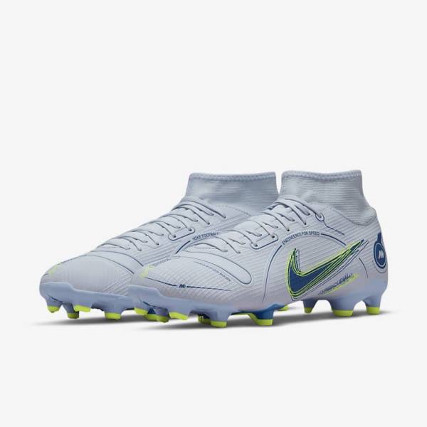 Botas de fútbol Nike Mercurial Superfly 8 Academy MG Multi-Grounds Mujer Gris Azules Claro Azules Oscuro | NK582JHF