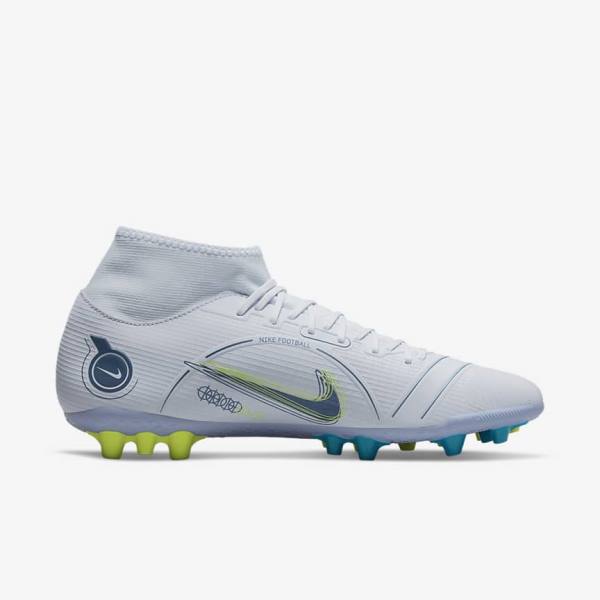 Botas de fútbol Nike Mercurial Superfly 8 Academy AG Artificial-Grass Mujer Gris Azules Claro Azules Oscuro | NK637FHB