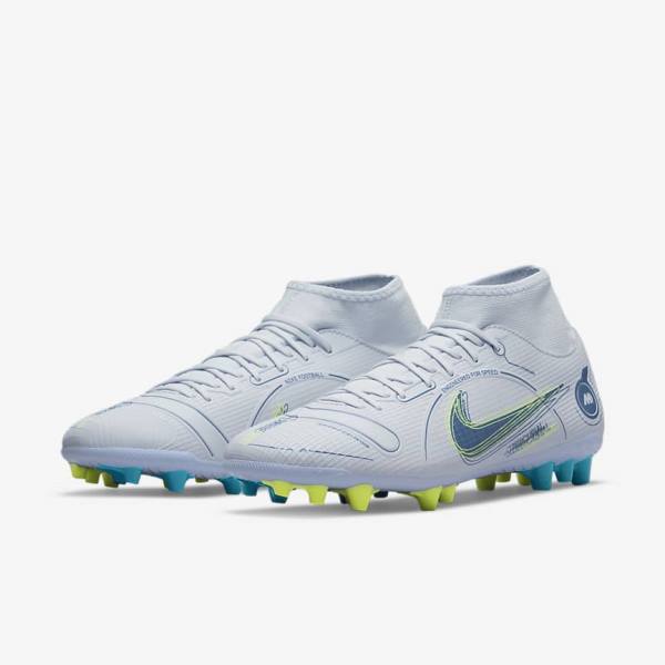 Botas de fútbol Nike Mercurial Superfly 8 Academy AG Artificial-Grass Mujer Gris Azules Claro Azules Oscuro | NK637FHB