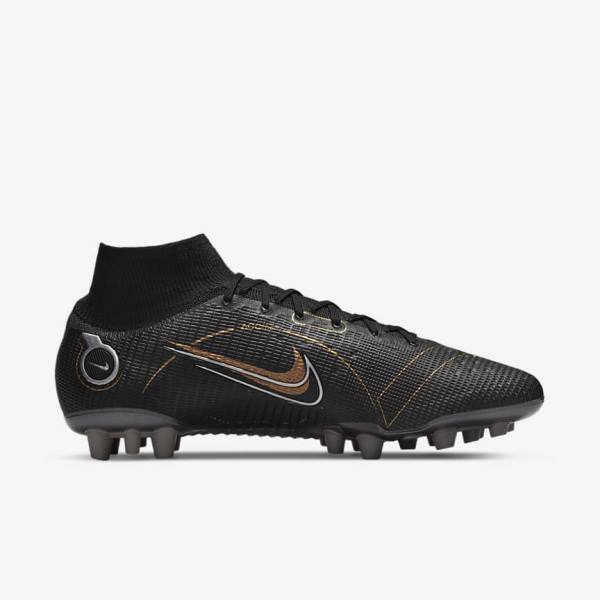 Botas de fútbol Nike Mercurial Superfly 8 Elite AG Artificial-Grasss Hombre Negras Metal Plateadas Gris Metal Doradas | NK641OSY