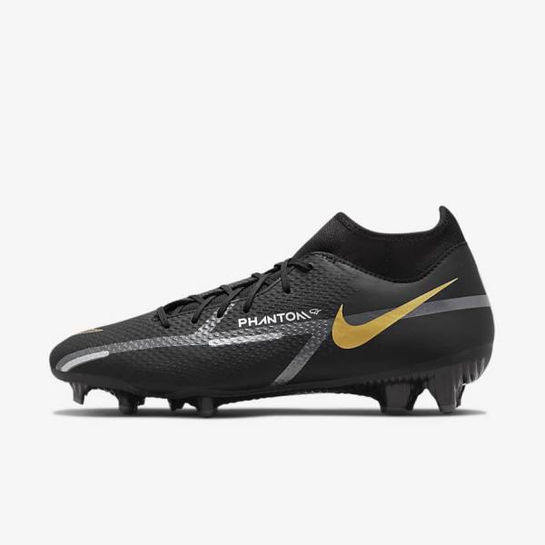 Botas de fútbol Nike Phantom GT2 Academy Dynamic Fit MG Multi-Ground Mujer Negras Metal Doradas Gris Oscuro Metal Gris Oscuro | NK149OJX