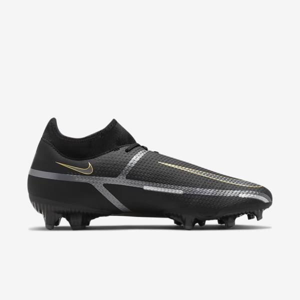 Botas de fútbol Nike Phantom GT2 Academy Dynamic Fit MG Multi-Ground Hombre Negras Metal Doradas Gris Oscuro Metal Gris Oscuro | NK976UIW