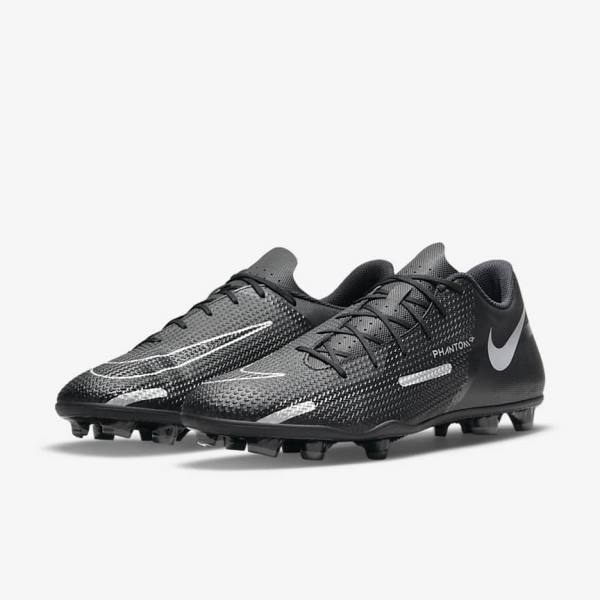 Botas de fútbol Nike Phantom GT2 Club MG Multi-Ground Hombre Negras Gris Oscuro Metal Plateadas | NK083JOC