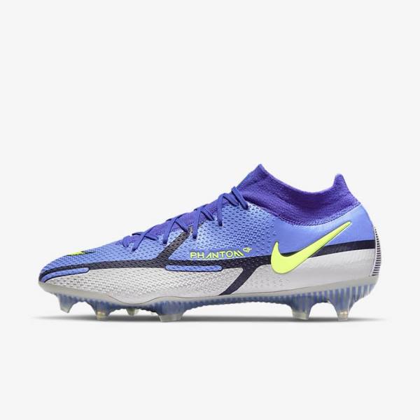 Botas de fútbol Nike Phantom GT2 Dynamic Fit Elite FG Firm-Ground Hombre Azules Gris | NK409ECG