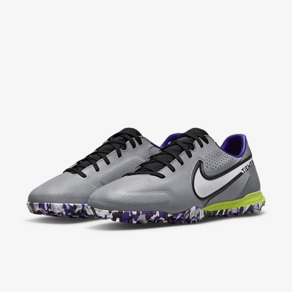 Botas de fútbol Nike React Tiempo Legend 9 Pro TF Turf Hombre Gris Claro Blancas | NK017ALE