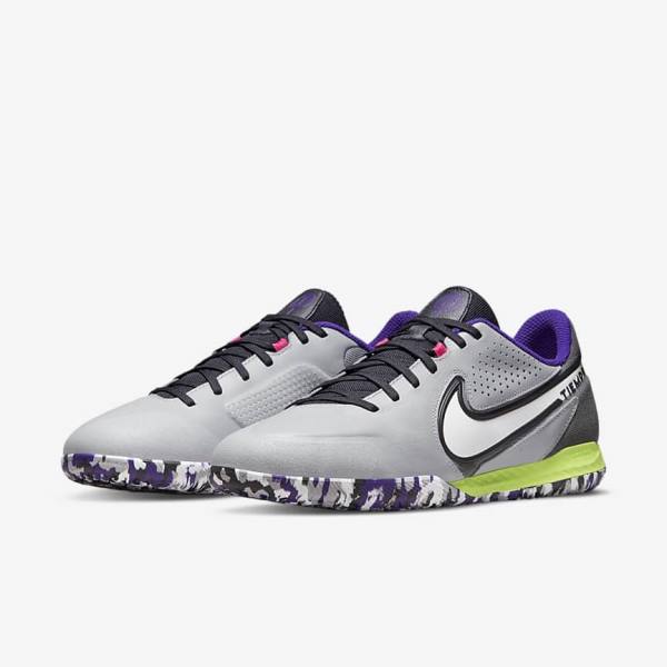 Botas de fútbol Nike React Tiempo Legend 9 Pro IC Indoor-Court Hombre Gris Claro Blancas | NK385ZVO