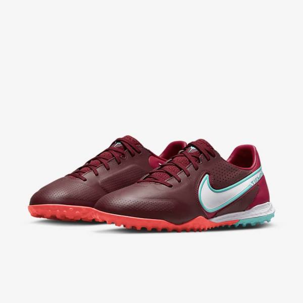 Botas de fútbol Nike React Tiempo Legend 9 Pro TF Turf Hombre Rojas Rojas Claro Blancas | NK621TAB