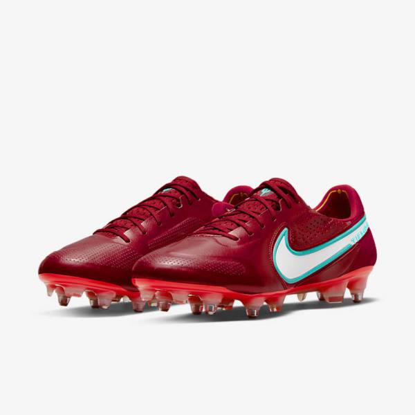 Botas de fútbol Nike Tiempo Legend 9 Elite SG-Pro AC Soft-Ground Mujer Rojas Rojas Claro Blancas | NK106ZSX