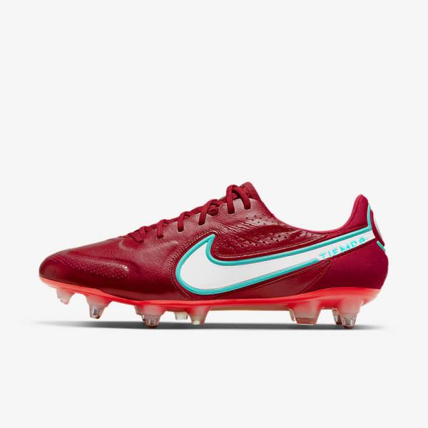 Botas de fútbol Nike Tiempo Legend 9 Elite SG-Pro AC Soft-Ground Mujer Rojas Rojas Claro Blancas | NK106ZSX