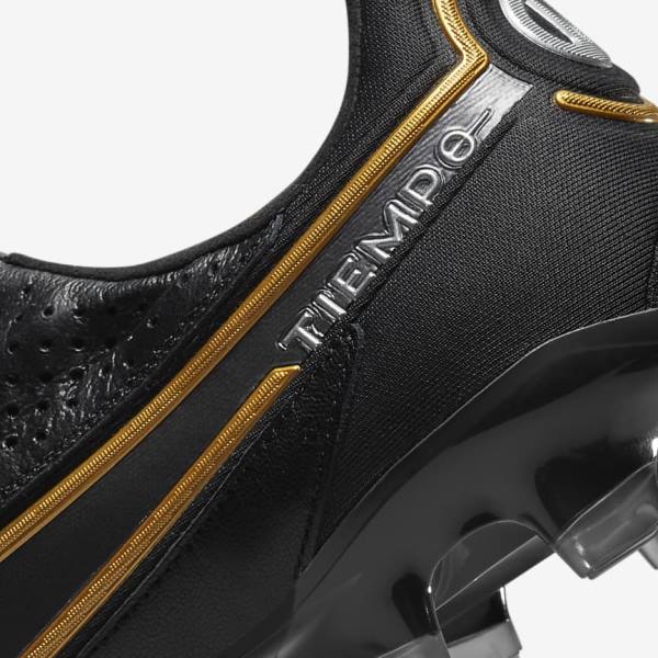 Botas de fútbol Nike Tiempo Legend 9 Elite FG Firm-Ground Mujer Negras Gris Oscuro Metal Doradas Metal Gris Oscuro | NK209IFN