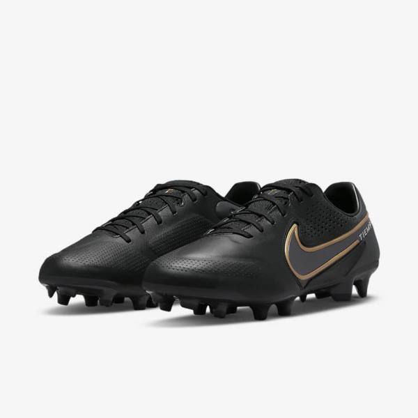 Botas de fútbol Nike Tiempo Legend 9 Pro FG Firm-Ground Hombre Negras Gris Oscuro Metal Doradas Metal Gris Oscuro | NK820ZTJ