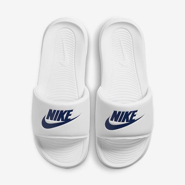 Chanclas Nike Victori One Hombre Blancas Azul Real | NK538LIS