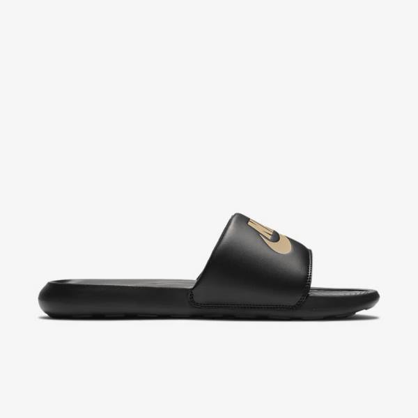 Chanclas Nike Victori One Hombre Negras Metal Doradas | NK180LWS