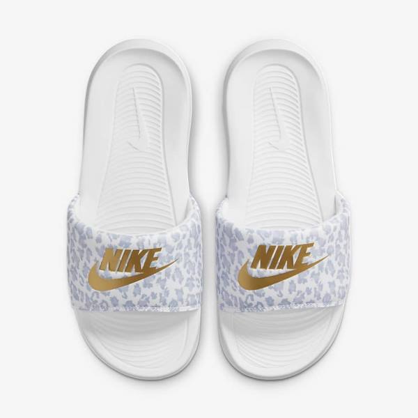 Chanclas Nike Victori One Print Mujer Blancas Gris Plateadas Metal Doradas | NK916FCX