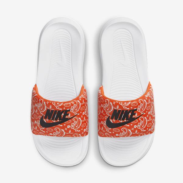 Chanclas Nike Victori One Print Mujer Naranjas Blancas Negras | NK394FXL