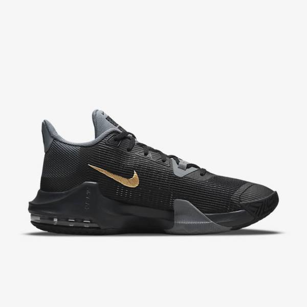 Zapatillas Baloncesto Nike Air Max Impact 3 Hombre Negras Gris Gris Oscuro Metal Doradas | NK694ACW