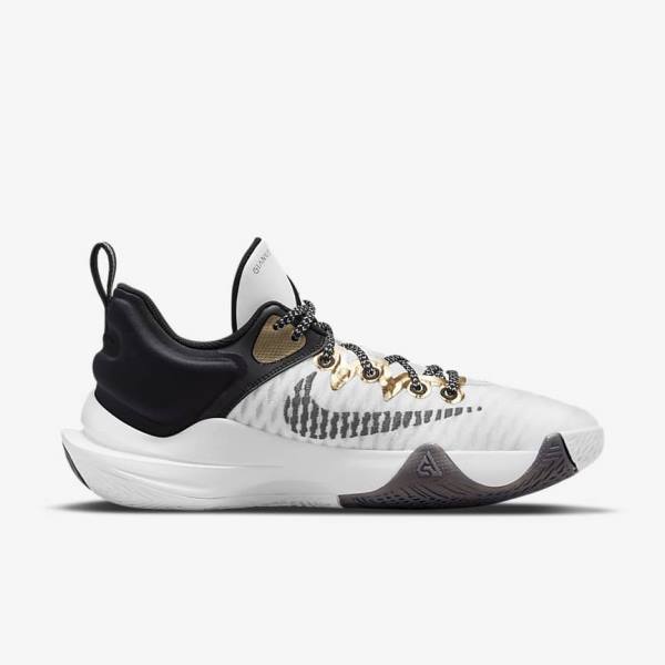 Zapatillas Baloncesto Nike Giannis Immortality Hombre Blancas Negras Metal Doradas | NK072MEY