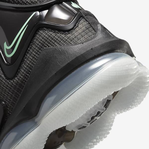 Zapatillas Baloncesto Nike LeBron 19 Hombre Negras Gris Oscuro Verde | NK268KFH