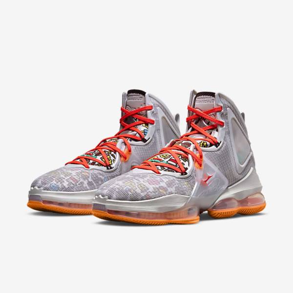 Zapatillas Baloncesto Nike LeBron 19 Mujer Gris Naranjas Rojas Claro Verde | NK436KFL