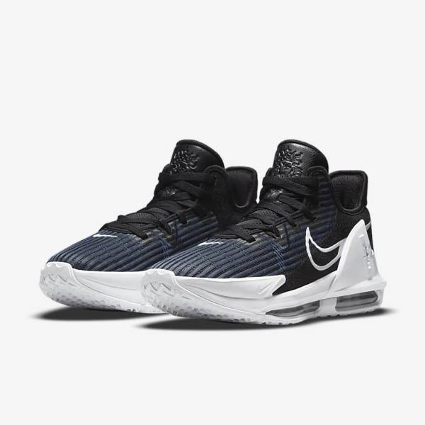 Zapatillas Baloncesto Nike LeBron Witness 6 Mujer Negras Obsidian Oscuro Blancas | NK460FQM