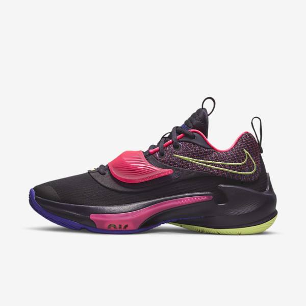 Zapatillas Baloncesto Nike Zoom Freak 3 Mujer Moradas Rosas Moradas Limón Claro | NK569KAB