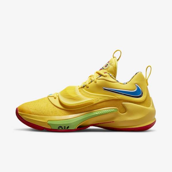 Zapatillas Baloncesto Nike Zoom Freak 3 Hombre Amarillo Blancas Rojas Negras | NK639JND