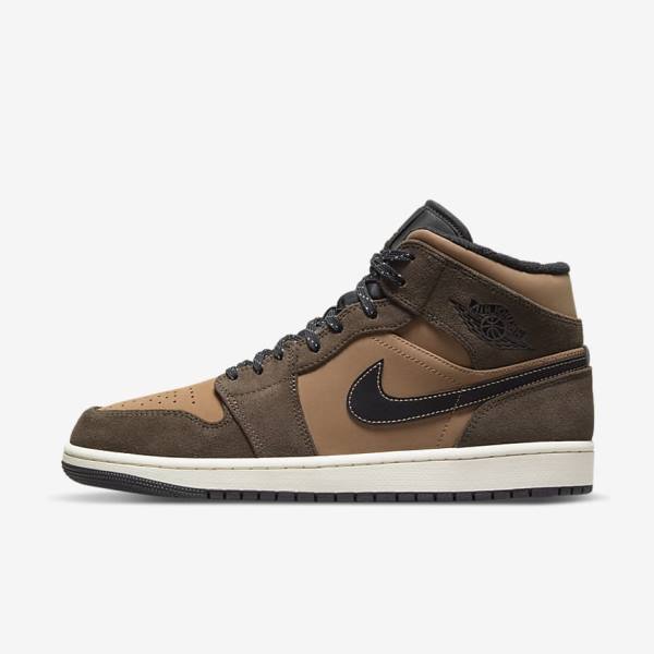 Zapatillas Jordan Nike Air Jordan 1 Mid SE Hombre Chocolate Oscuro Marrones Negras Rojas | NK023QZS