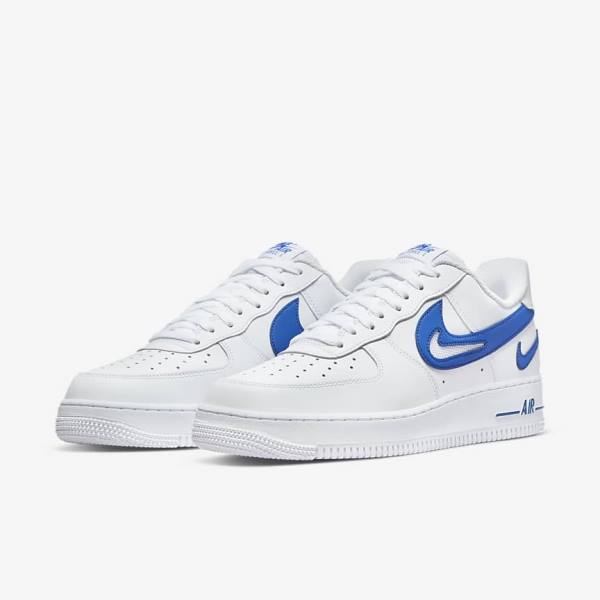 Zapatillas Nike Air Force 1 07 Hombre Blancas Azul Real | NK317DQP