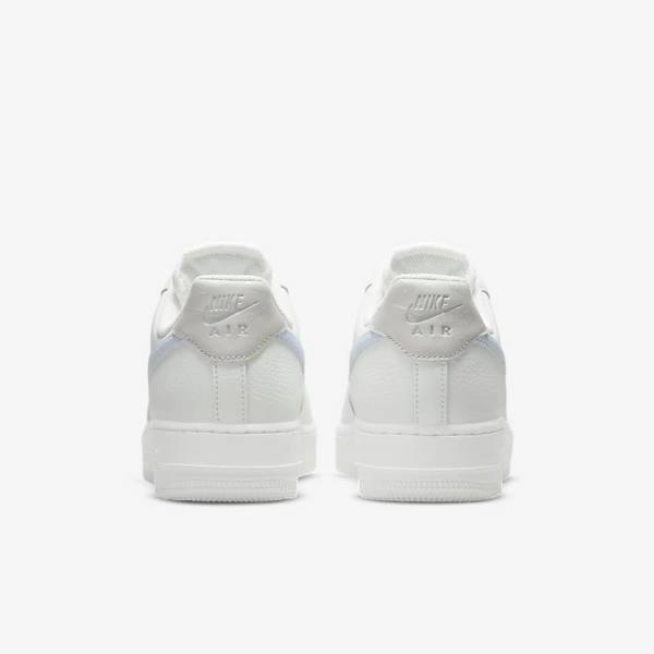 Zapatillas Nike Air Force 1 07 Mujer Blancas Metal Plateadas Azules Claro | NK369JIU