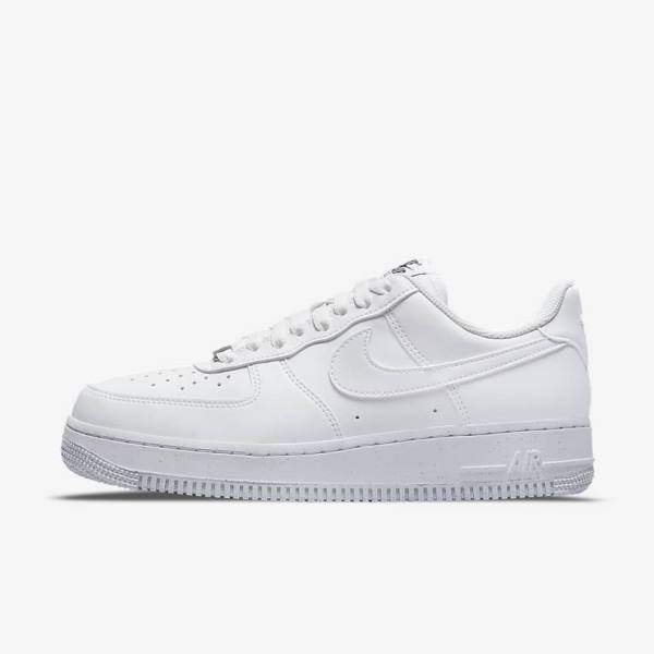 Zapatillas Nike Air Force 1 07 Next Nature Mujer Blancas Negras Metal Plateadas | NK371WVS