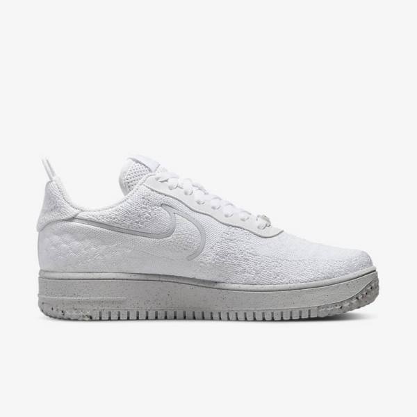 Zapatillas Nike Air Force 1 Crater Flyknit Next Nature Hombre Blancas Plateadas Blancas | NK912UMC