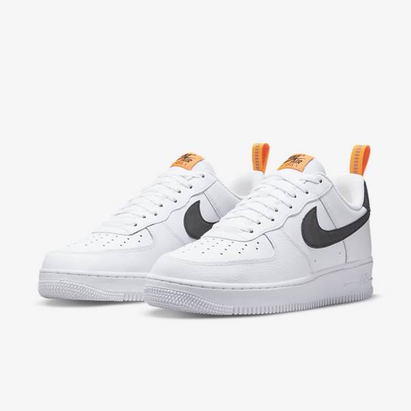 Zapatillas Nike Air Force 1 Hombre Blancas Naranjas Plateadas Negras | NK472AVM