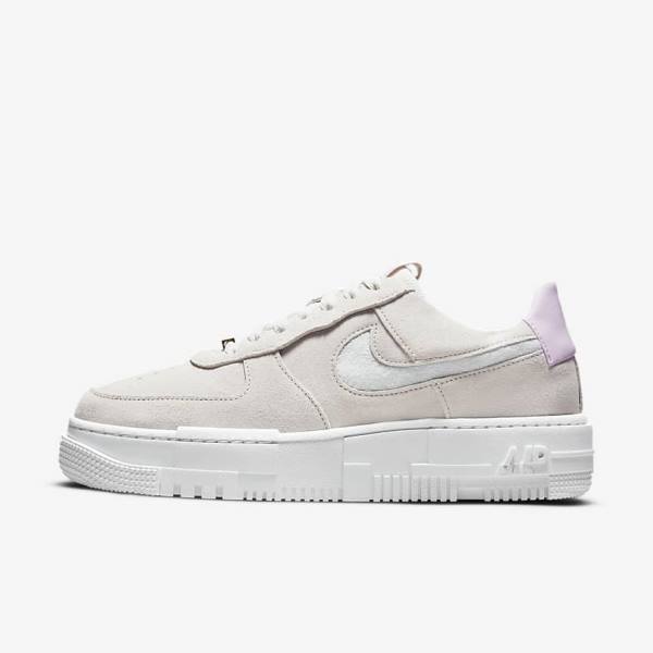 Zapatillas Nike Air Force 1 Pixel Mujer Blancas Beige Claro Rosas | NK340FVU