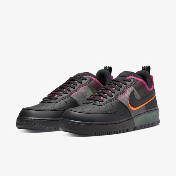 Zapatillas Nike Air Force 1 React Hombre Negras Naranjas Rosas Negras | NK938QVS