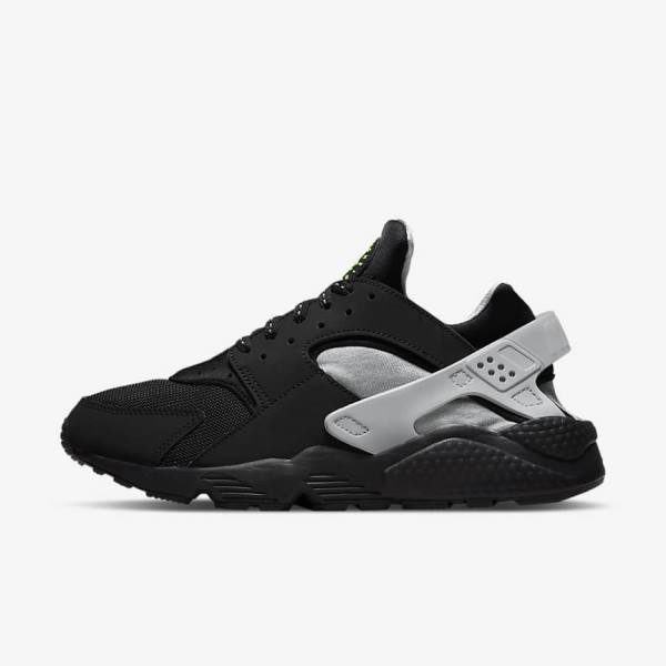 Zapatillas Nike Air Huarache Hombre Negras Metal Plateadas Plateadas Verde | NK297CQY