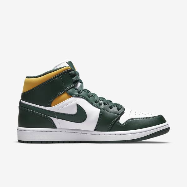 Zapatillas Nike Air Jordan 1 Mid Hombre Verde Blancas | NK921CEG