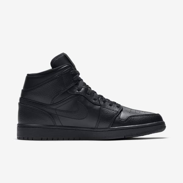 Zapatillas Nike Air Jordan 1 Mid Hombre Negras | NK941OHZ