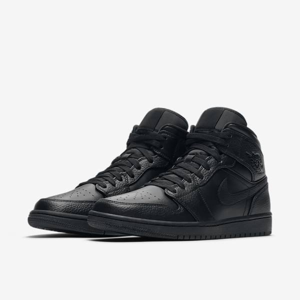 Zapatillas Nike Air Jordan 1 Mid Hombre Negras | NK941OHZ