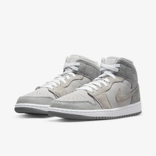 Zapatillas Nike Air Jordan 1 Mid SE Mujer Gris Blancas Gris | NK631TSG