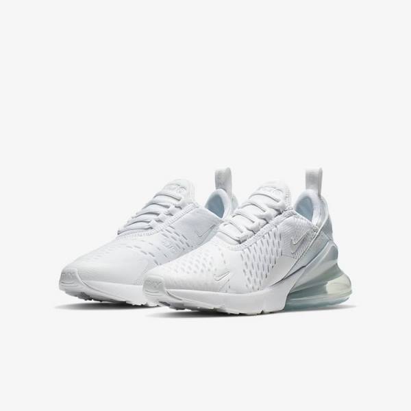 Zapatillas Nike Air Max 270 Older Niños Blancas Metal Plateadas Blancas | NK563TJS