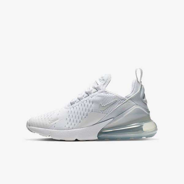 Zapatillas Nike Air Max 270 Older Niños Blancas Metal Plateadas Blancas | NK563TJS